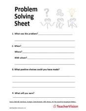problem solving skills in goal sheet